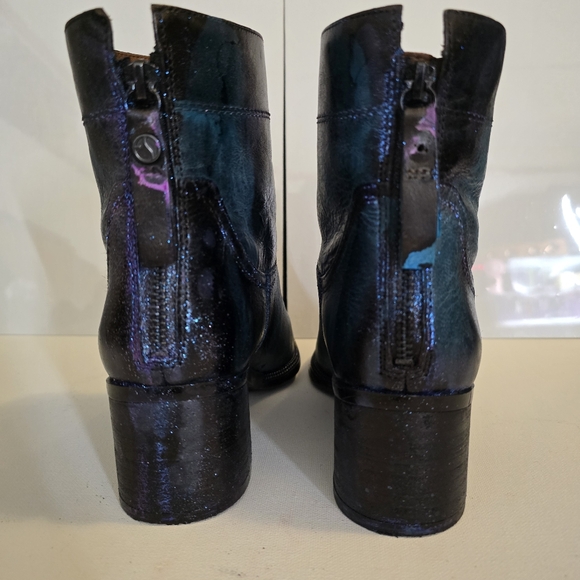 HANDCRAFTED Upcycled Leather Ankle Boots HANDPAINTED Steampunk Booties Size 7 - Picture 17 of 17